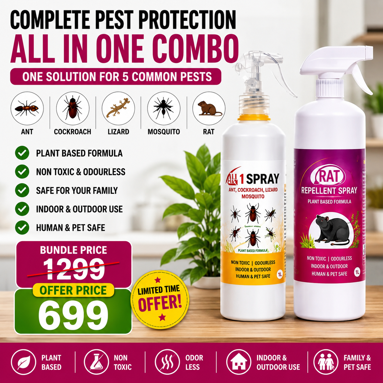 All In One Pest Control Spray + FREE Rat Repellent Spray